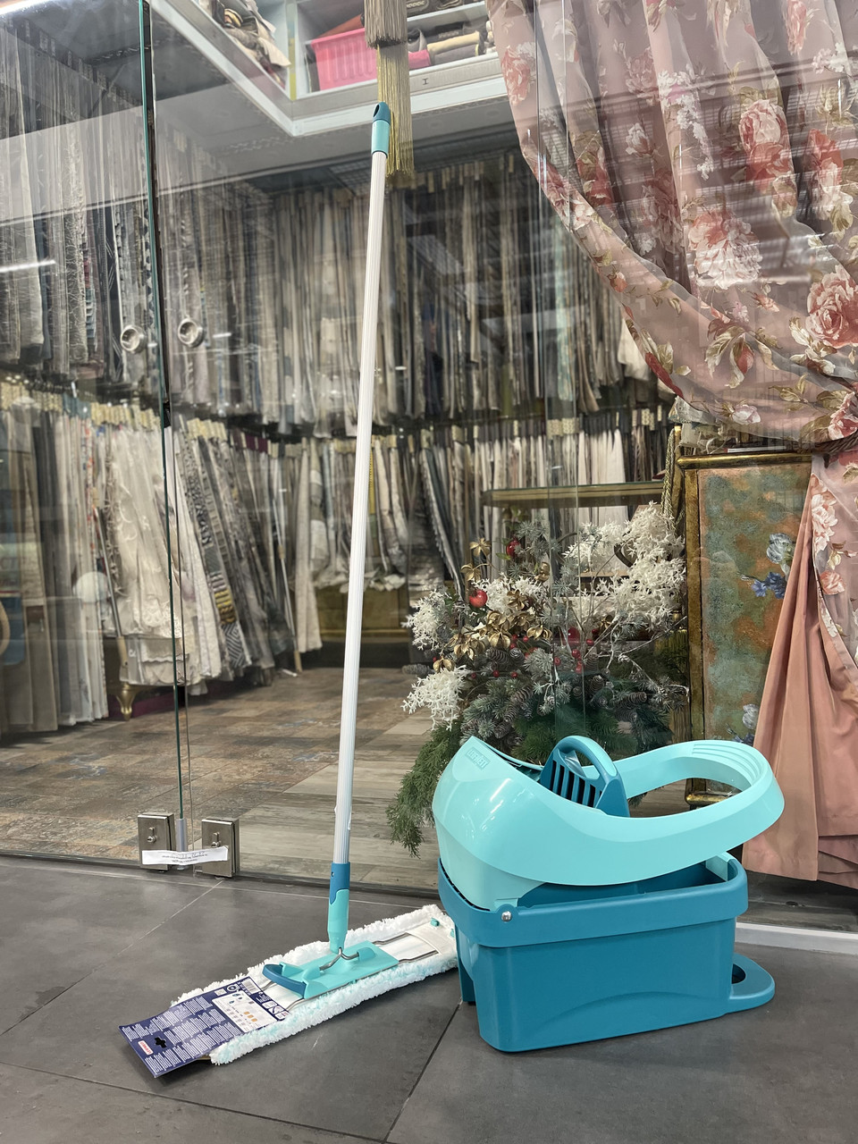 Чудо швабра з відром з автоматичним віджиманням Leifheit, Набір для прибирання швабра лентяйка з відром, фото 1