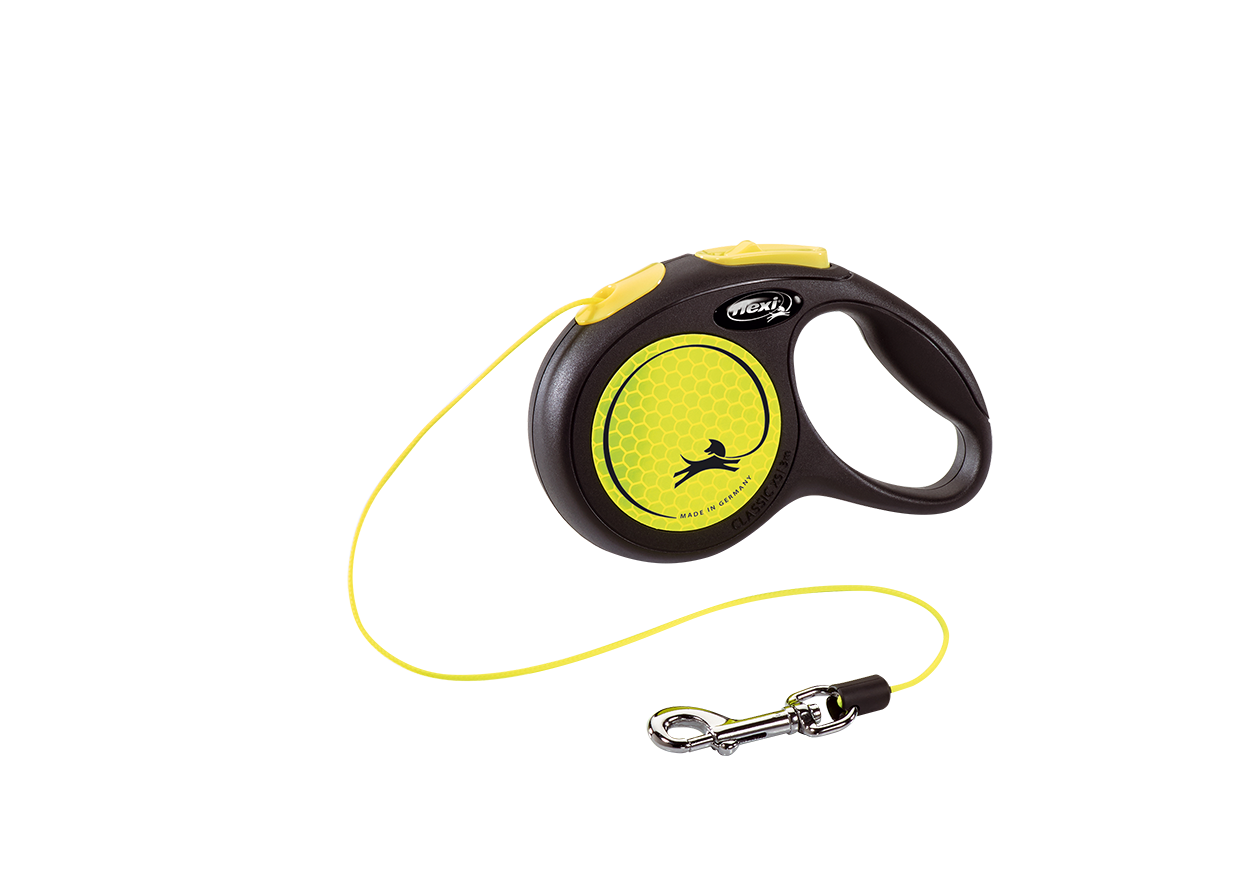 Повідець-рулетка Flexi New Neon трос для собак жовтий XS (3 м; до 8 кг)