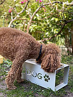 Подставка - кормушка металлическая для собак с двумя мисками светло-серая