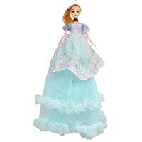 Кукла в длинном платье с вышивкой, голубой (MiC)