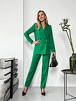 Зеленый стильный костюм-тройка (топ+штаны+пиджак) с 42 по 48 размер