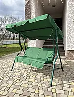 Качеля садовая с навесом Relax Трехместная До 250 кг Большая Подвесная Для дома и на дачу Зеленая