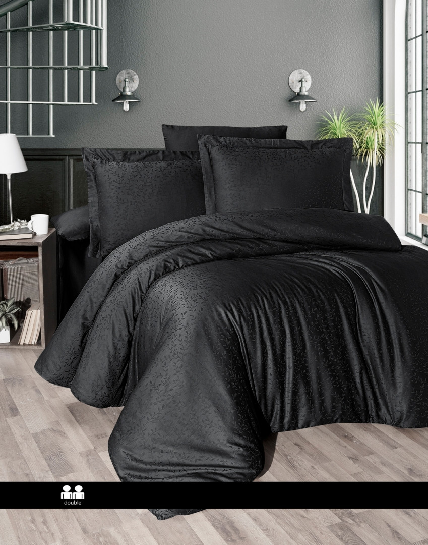 Турецька Постільна білизна First Choice Jacquard Satin Vivien Black