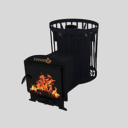 Піч для лазні Бочка 15 м3 з виносом, дверцята 405*405 і склом