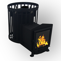 Піч для лазні та сауни Бочка 15 м3 з виносом і склом, дверцята 315*315