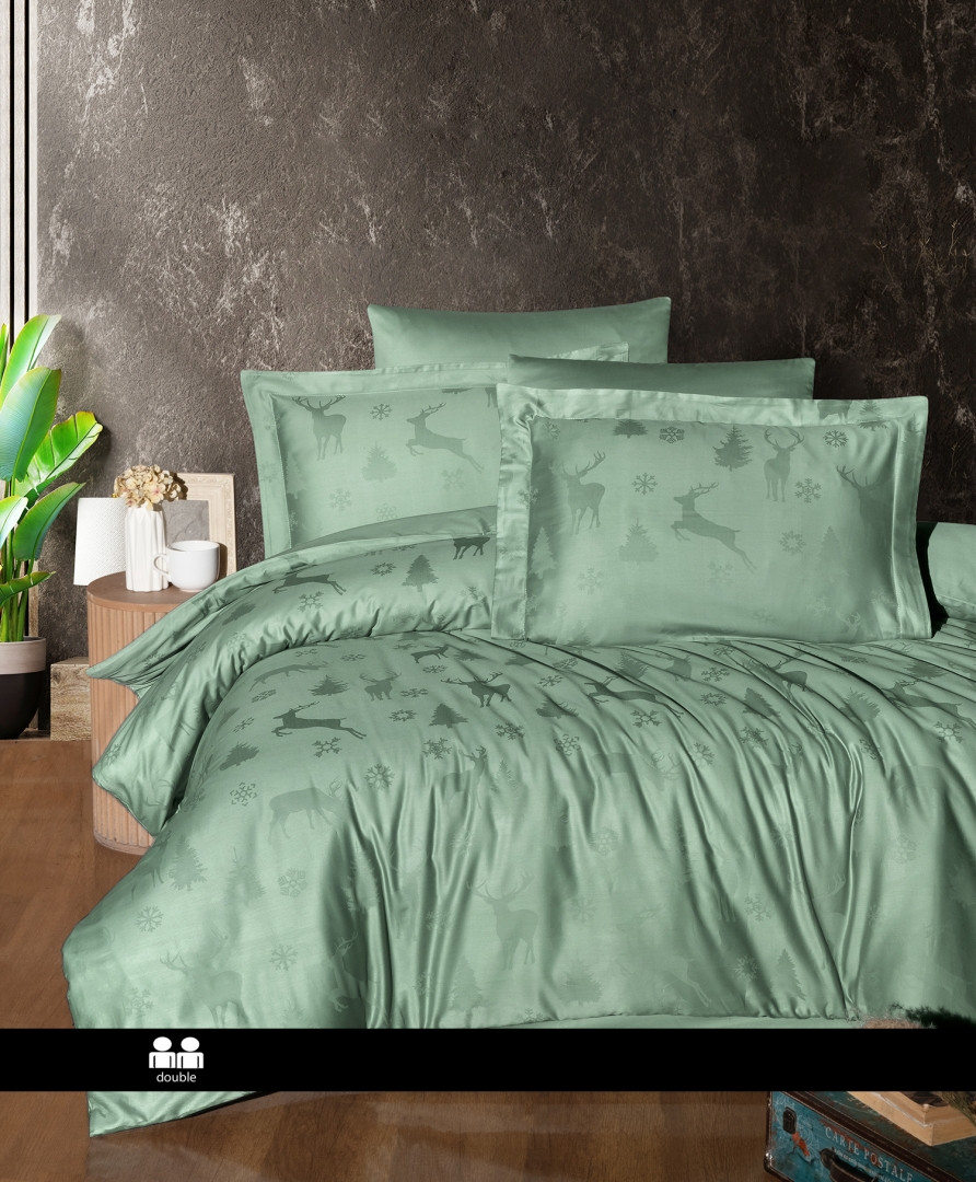 Постільна Білизна First Choice Jacquard Satin Midas Crepe Green