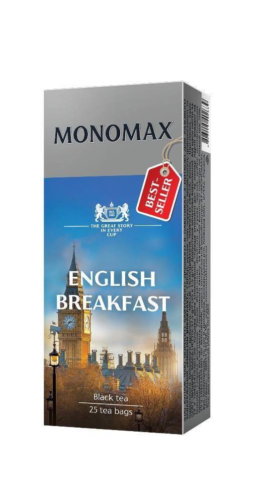 Чай чорний у пакетиках Мономах Англійська Сніданок English Breakfast 25 шт по 2г