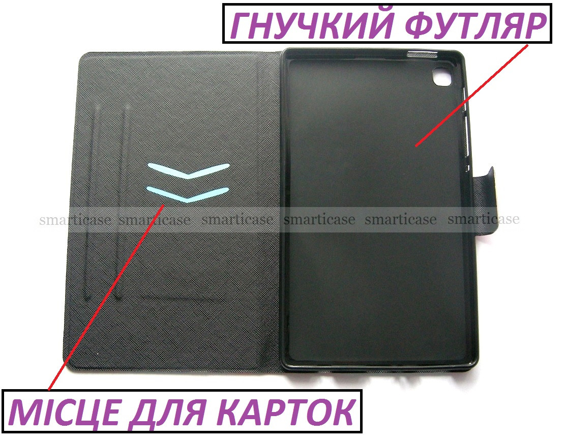 Серый чехол книжка с рисунком для планшета Samsung Galaxy tab A7 lite SM-T220 SM-T225 (8,7 дюймов, котик) - фото 2 - id-p1848018068