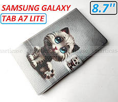 Сірий чохол книжка з малюнком для планшета Samsung Galaxy tab A7 SM-T220 SM-T225 (8,7 дюймів, котик)