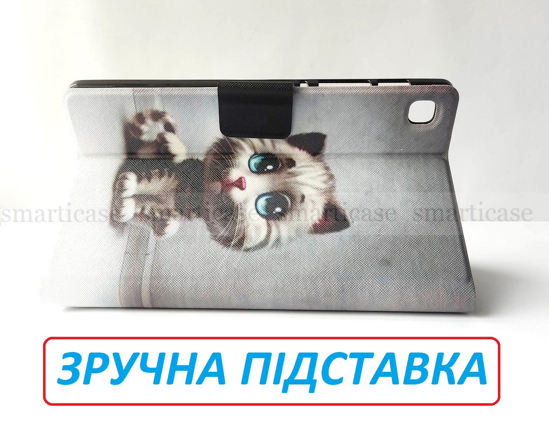 Серый чехол книжка с рисунком для планшета Samsung Galaxy tab A7 lite SM-T220 SM-T225 (8,7 дюймов, котик) - фото 6 - id-p1848018068