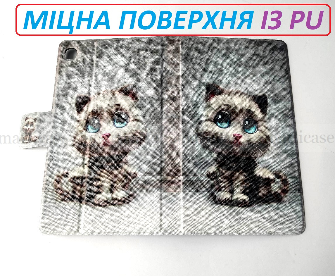 Серый чехол книжка с рисунком для планшета Samsung Galaxy tab A7 lite SM-T220 SM-T225 (8,7 дюймов, котик) - фото 3 - id-p1848018068