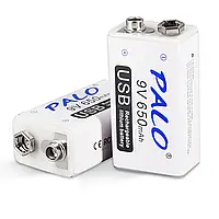 Аккумулятор Крона 9В 650mAh PALO Li-Ion (6F22) зарядка micro-USB