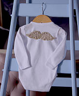 Стильный нарядный боди с крылышками для малышей на выписку, Крещение, фотосессию Ангел 56 Brilliant Baby Золотой