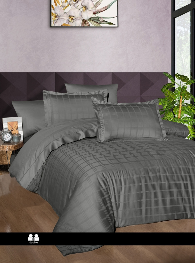 Турецьке Постільне Бельє First Choice Deluxe Satin Stripe Royce Storm, фото 1