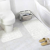 Набор ковриков в ванную Stone 2 шт Белый, стильный, антискользящий, водопоглощающий