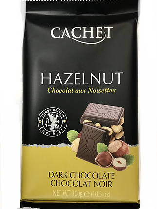 Шоколад чорний Cachet Hazelnut з фундуком 300 г, фото 2