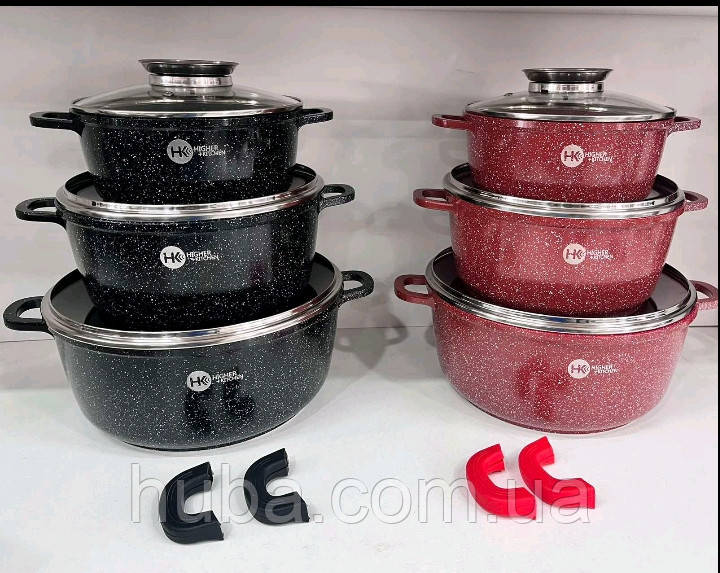 Набір квадратних каструль із гранітним покриттям із кришками Top Kitchen HK-301