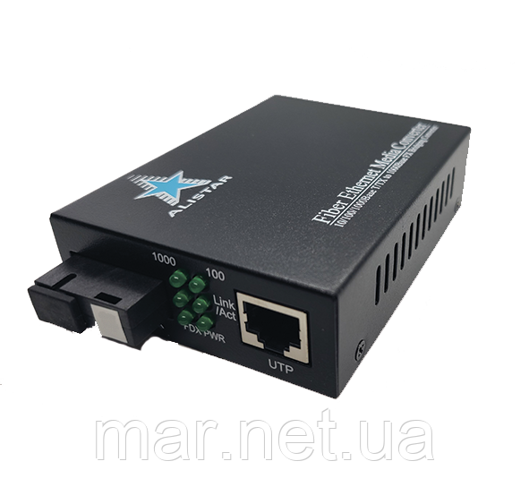 Медіаконвертер 10/100BASE-T 100BASE-FX 1SM WDM SC 20KM TX1310/RX1550nm Alistar, фото 1