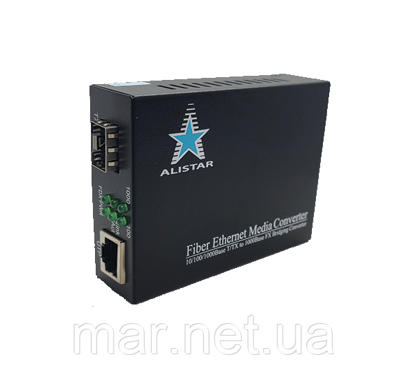 Медіаконвертер 10/100BASE-T 100BASE-FX 1SM WDM SC 20KM TX1310/RX1550nm Alistar, фото 1