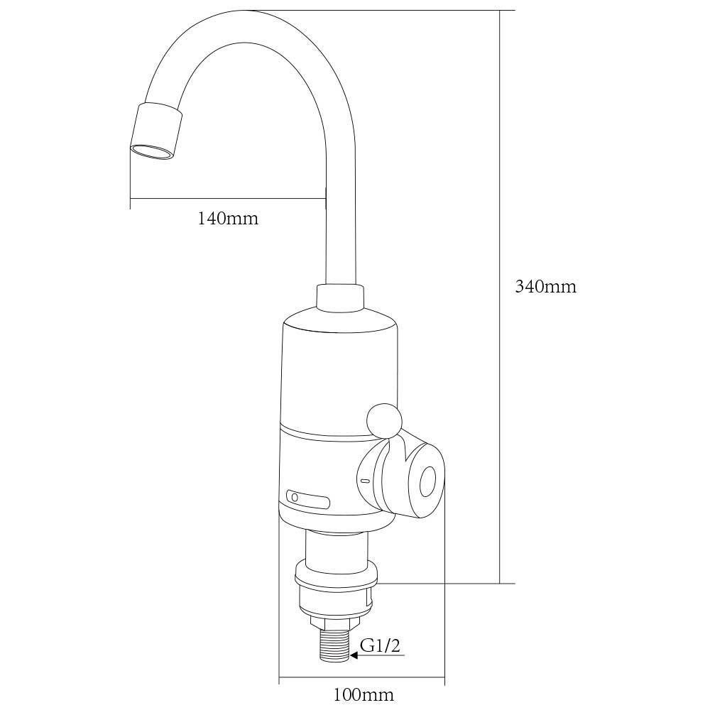 Проточный водонагреватель-кран для кухни AQUATICA (3 кВт, 0,4-5 бар, гусак ухо, на гайке), фото 4