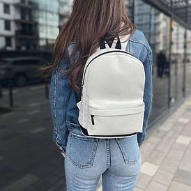 Рюкзак жіночий білий із еко шкіри міський повсякденний 30х23х15 см