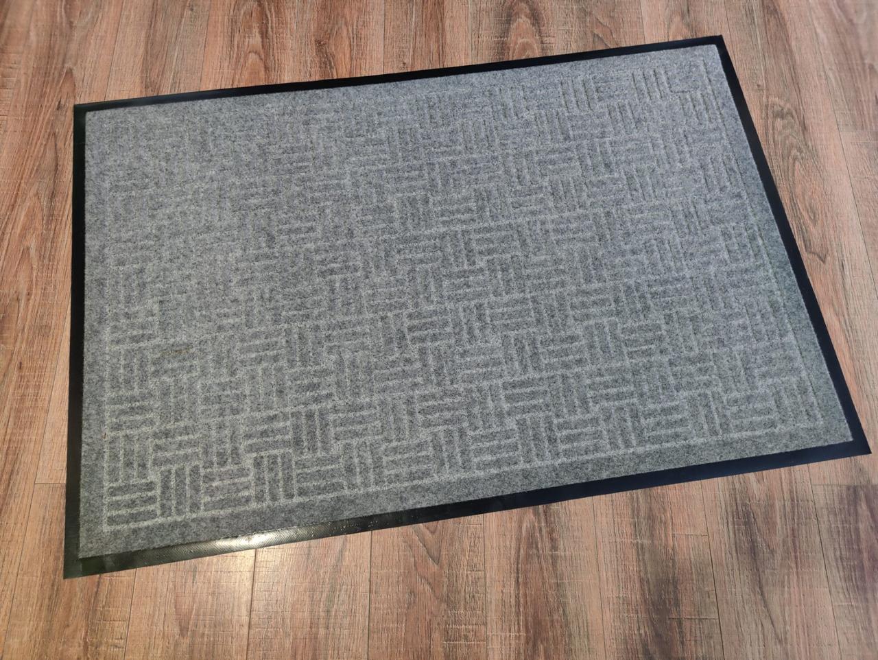 Брудозахисний придверний килим Рубчик квадрат 80х120 см Сірий