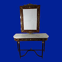 Винтажный комплект столика и зеркала с мрамором и элементами бронзы арт. 0934