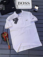 Футболка поло рубашка мужская Hugo Boss, хьюго босс белая / Premium качество / поло мужское VIPST KLR