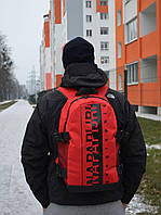 Рюкзак на блискавці з двома лямками, спортивний рюкзак з написами, великий рюкзак для прогулянок колір Червоний