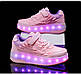 Роликові кросівки Led Blaze, що світяться, на 2 колесах, USB зарядка, у стилі heelys, рожеві (RKL-13), фото 3