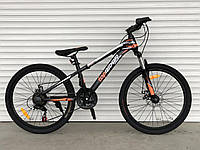 Велосипед горный TopRider Top-611 24" колёса, 14 рама Shimano Оранжевый + подарок крылья или насос