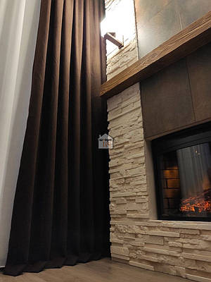 Мікровелюр штори темно-коричневі 13, в зал та спальню, комплект 2 штори