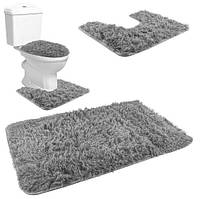 Набор ковриков для ванной комнаты 3в1 серая травка Ruhhy