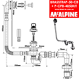 Декорований хромований зовнішній сифон для ванни клік-клак BRASSTRAP-50-CB McALPINE + коліно P-CPB-4050, фото 3