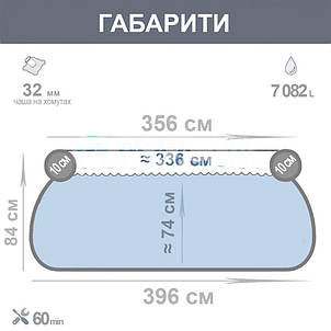 Надувний басейн Bestway 57376, 396 х 84 см (фільтр 2006 л/год), фото 3