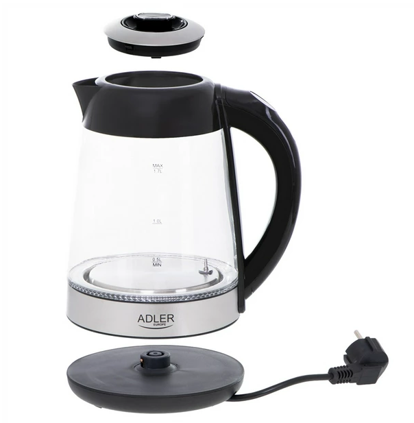 Электрочайник Adler AD 1285 | электрический чайник | стеклянный чайник | прозрачный электрочайник - фото 2 - id-p1848104668