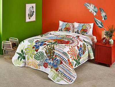 Постільна білизна з покривалом TAC Tess Євро + простирадло на резинці