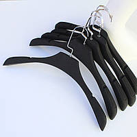 Плічка вішалки тремпелі для жіночого верхнього одягу soft-touch (антиковзні, прогумовані) чорні, 40 см