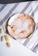 Декоративный гипсовый поднос Irregular в технике Marble, фото реквизит для предметной съемки 20см Мрамор Бежевий