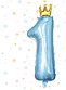 Фольгована цифра 1 блакитна, куля цифра 85 см із золотою коронкою на один рік, фото 2