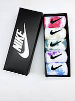Набір у коробці 5 пар високі жіночі шкарпетки Nike Tie-Dye Подарунковий тай дай