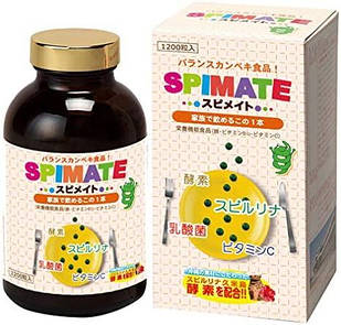 ALGAE SPIMATE Японська спіруліна для дітей і дорослих з молочнокислими бактеріями, ензимами, віт С, 1200 шт.