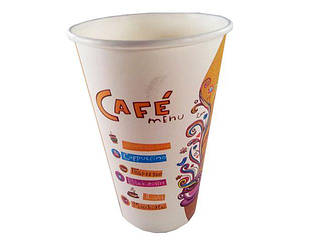 Склянка паперова 500 мл (16oz) "No202 Cafe Menu" Маестро (35 шт)