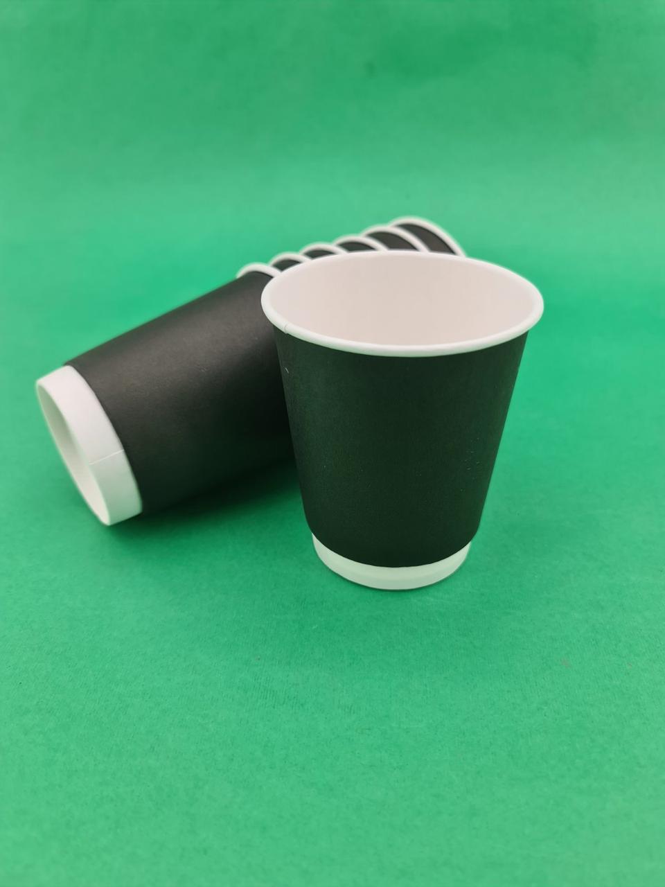 Склянка картонна 2-шарова чорна 300 мл (8oz) (20 шт.)
