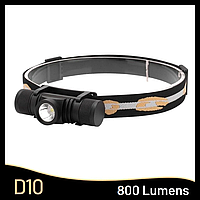 Налобний ліхтар D10 (1x18650, 800lm) USB-C