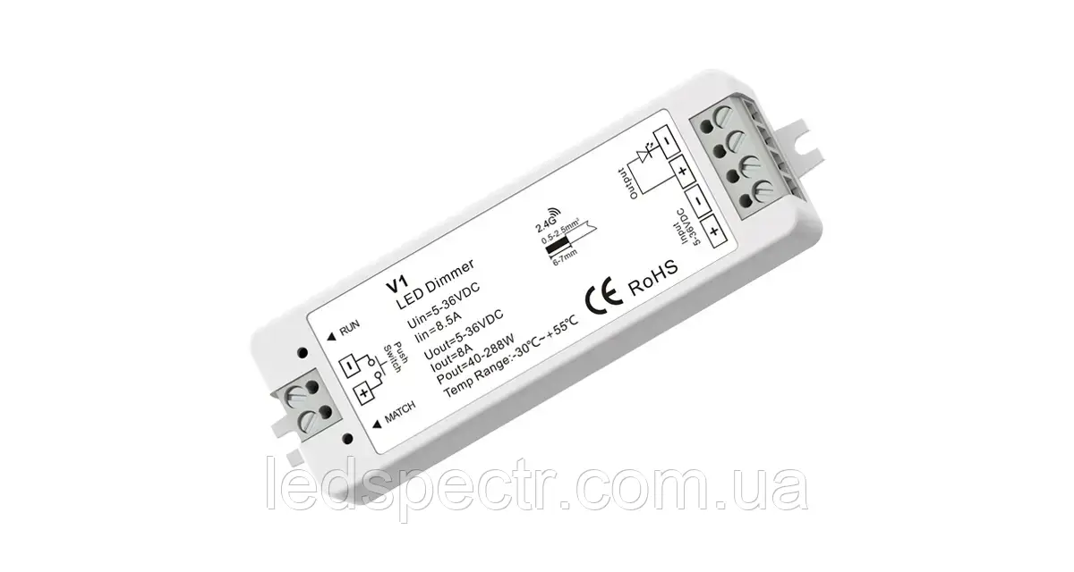 LED-димер DEYA 5-36VDC, 8A*1CH, PUSH-DIM (V1)