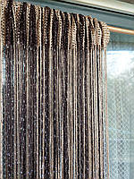 Штори нитки кісея дощ з люрексом райдужні №14-204 золотий/венге 3 м на 2.8 м