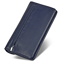 Темно-синій жіночий гаманець-клатч із натуральної шкіри із клапаном на кнопці ST Leather ST023, фото 2