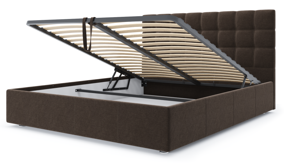 Ліжко подіум двоспальне на ламелях з м'яким наголов'ям Дакота та підіймальним механізмом 160х200 Sofyno, фото 1