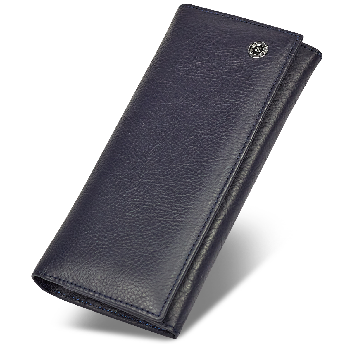 Темно-синій класичний гаманець із фіксацією на кнопку з натуральної шкіри BOSTON B233